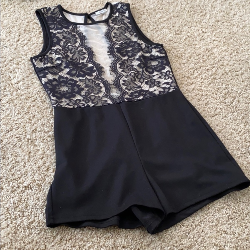 Lacey mesh black romper